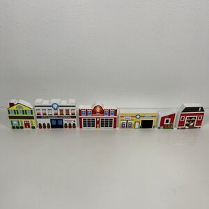 6 piece LOT Melissa and Doug Wooden Town Play Set Pieces